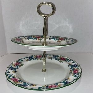 Royal Doulton FLORADORA GREEN TC1127 Tiered serving tray plate Mint